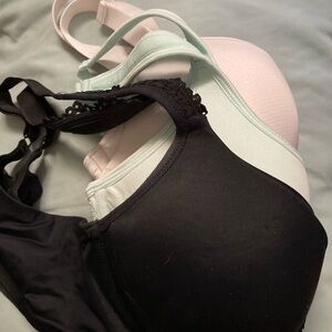 Breezies Lace Accent Bra Trio - Black, Pink, Mint